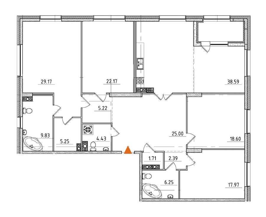 Четырехкомнатная квартира в : площадь 189.36 м2 , этаж: 6 – купить в Санкт-Петербурге